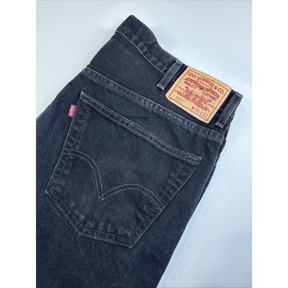 VTG Levi's 505 Regular Straight Fit Jeans Men's 38x32 Denim Black Y2K